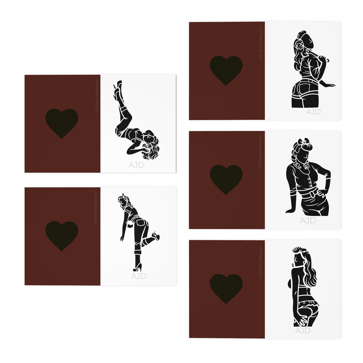 5-Pack Pin-Up Greeting Cards (Blank Inside)