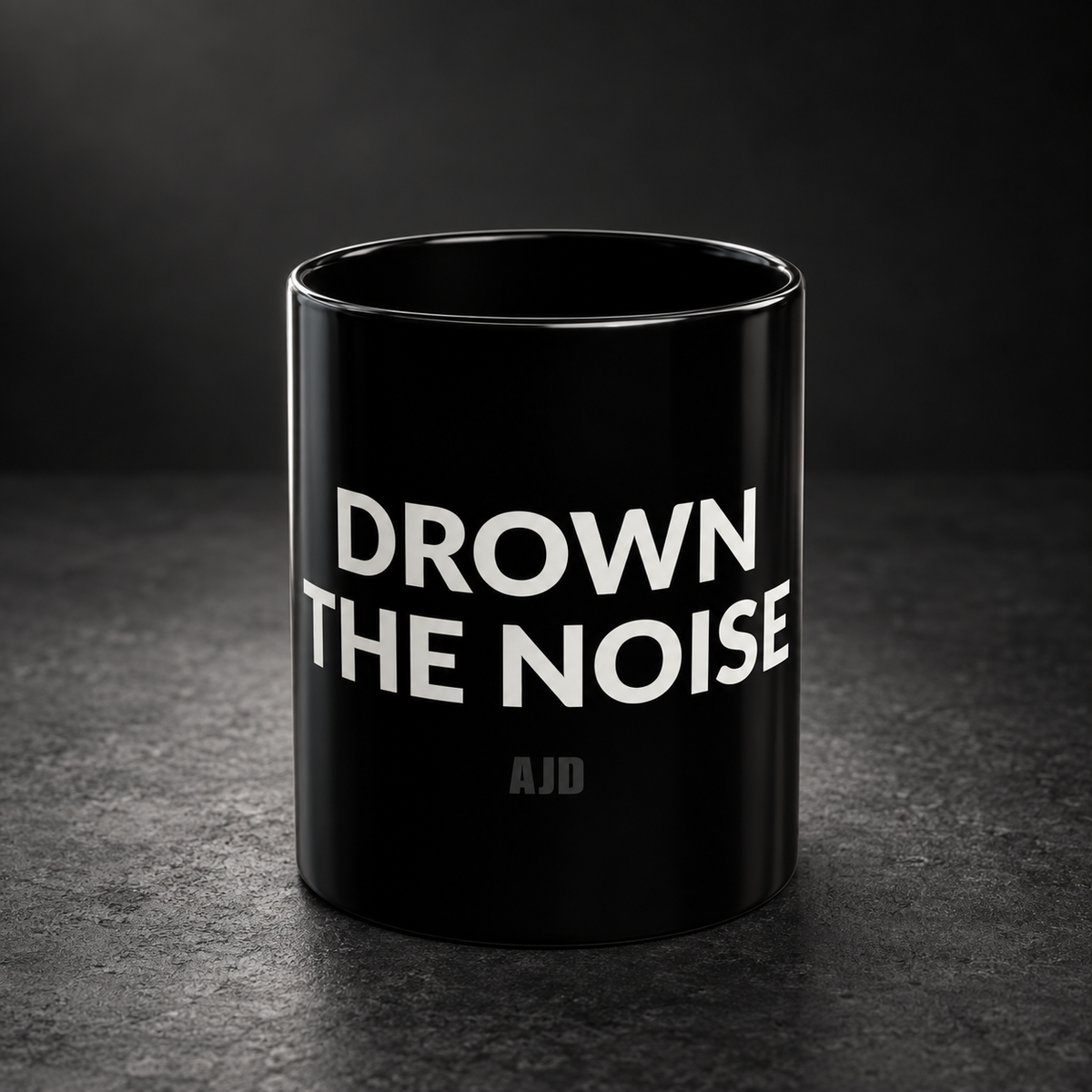 Drown the Noise Black Ceramic Mug